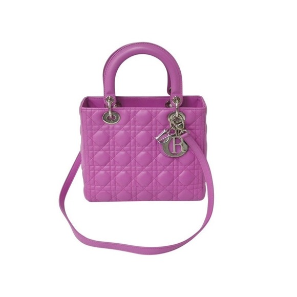 Dior Handbags - CHRISTIAN DIOR Lady Handbag Cannage Purple Silver